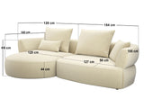 SOLACE+CO Lia Large L-shaped 4 Seater Sofa Cream Chenille