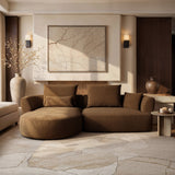 SOLACE+CO Lia Large L-shaped 4 Seater Sofa Brown Chenille