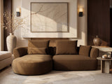 SOLACE+CO Lia Large L-shaped 4 Seater Sofa Brown Chenille
