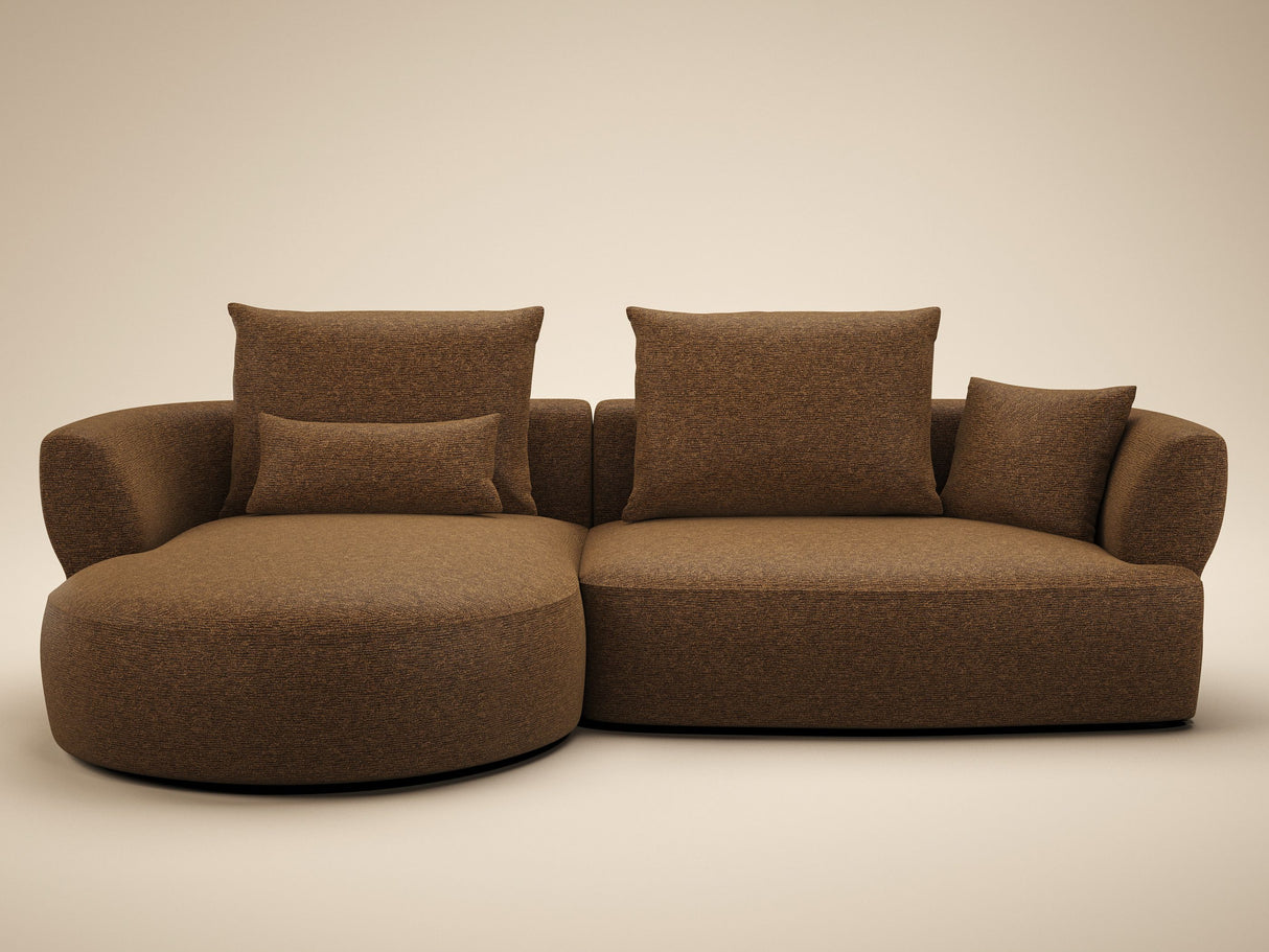 SOLACE+CO Lia Large L-shaped 4 Seater Sofa Brown Chenille