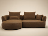 SOLACE+CO Lia Large L-shaped 4 Seater Sofa Brown Chenille