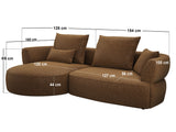 SOLACE+CO Lia Large L-shaped 4 Seater Sofa Brown Chenille