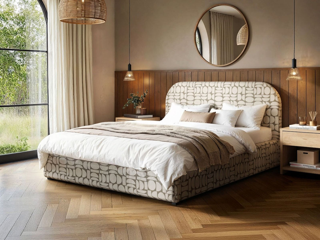 Flair Alba Jacquard Pattern Ottoman Bed Beige Chenille-Kingsize