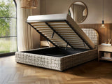 Flair Alba Jacquard Pattern Ottoman Bed Beige Chenille-Double