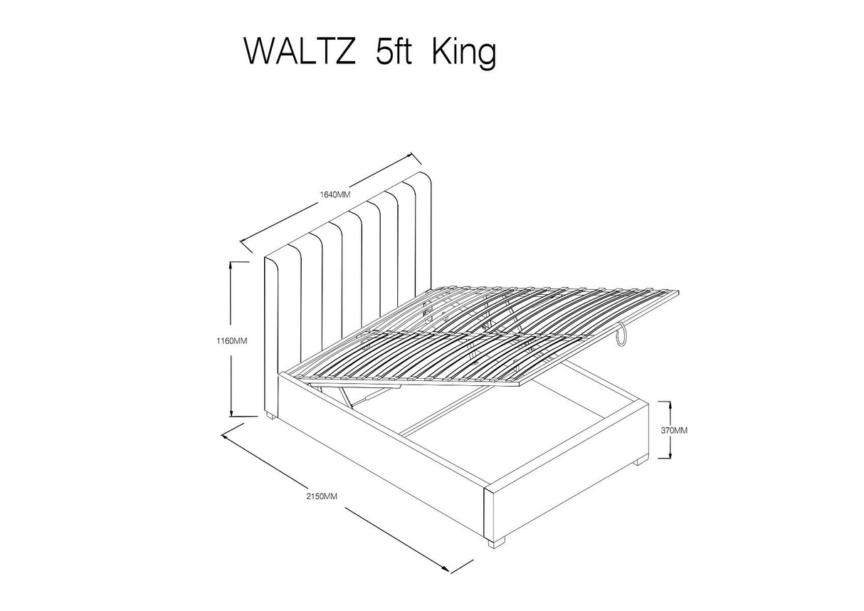 Flair Waltz Kingsize Fabric Ottoman Bed Grey