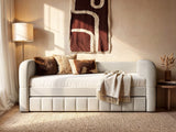 Flair Livia Day Bed with Trundle Cream Chenille