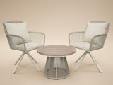 SOLACE+CO Hana Table & Juno Swivel Chairs Garden Bistro Set Beige Rattan