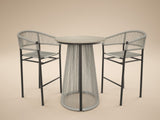 SOLACE+CO Hana Round Table & Set of 2 Lita Chairs Garden Bar Set Dark Brown