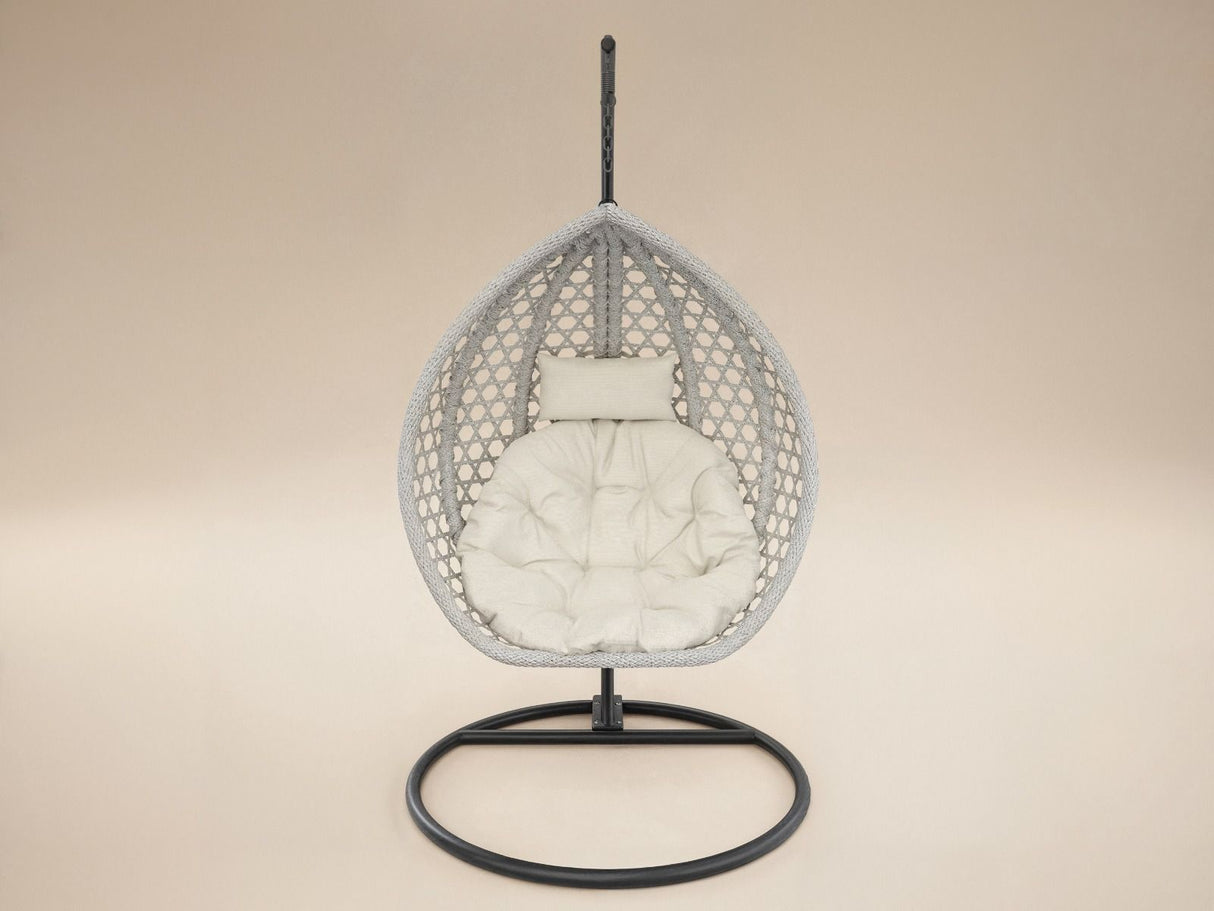 SOLACE+CO Lola Garden Egg Chair Grey Rattan