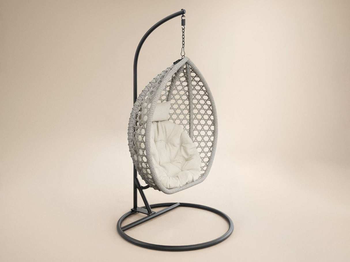 SOLACE+CO Lola Garden Egg Chair Grey Rattan