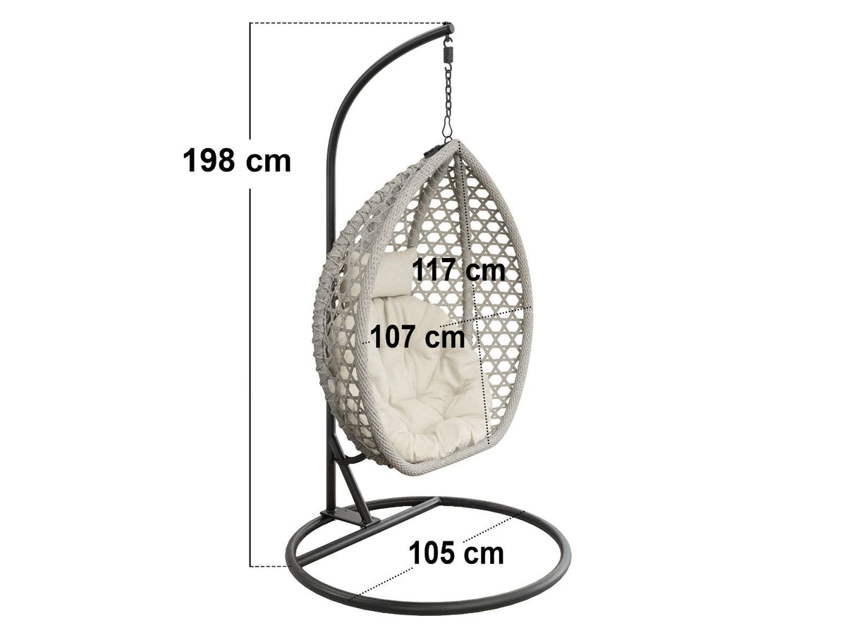 SOLACE+CO Lola Garden Egg Chair Grey Rattan