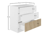 Flair Luca 3 Drawer Chest Ribbed White & Oak
