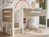 Flair Luca Mid Sleeper with 3 Drawer Chest White & Oak Ribbed