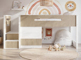 Flair Luca Mid Sleeper with 3 Drawer Chest White & Oak Ribbed