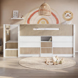 Flair Luca Mid Sleeper Ribbed Storage Bed White & Oak