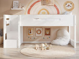 Flair Luca Ribbed Mid Sleeper Bed White