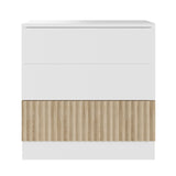 Flair Luca Mid Sleeper with 3 Drawer Chest White & Oak Ribbed
