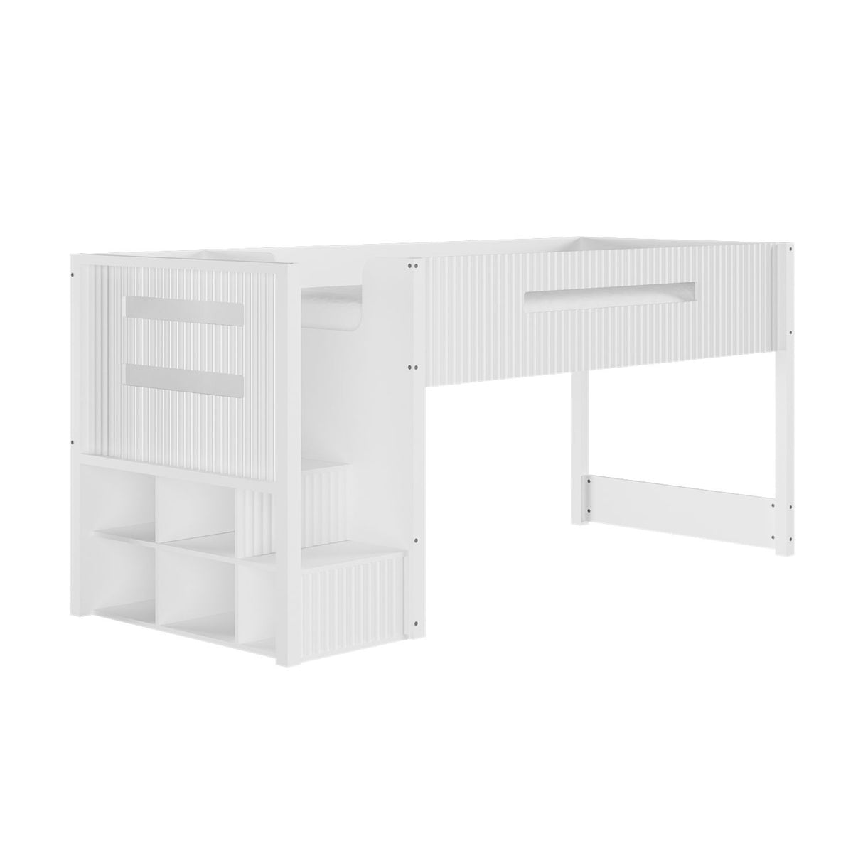 Flair Luca Ribbed Mid Sleeper Bed White