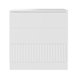 Flair Luca Mid Sleeper with 3 Drawers Chest Pair White Ribbed