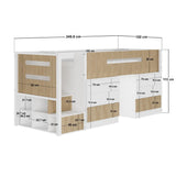 Flair Luca Mid Sleeper Ribbed Storage Bed White & Oak