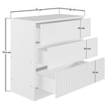 Flair Luca 3 Drawer Chest Ribbed White