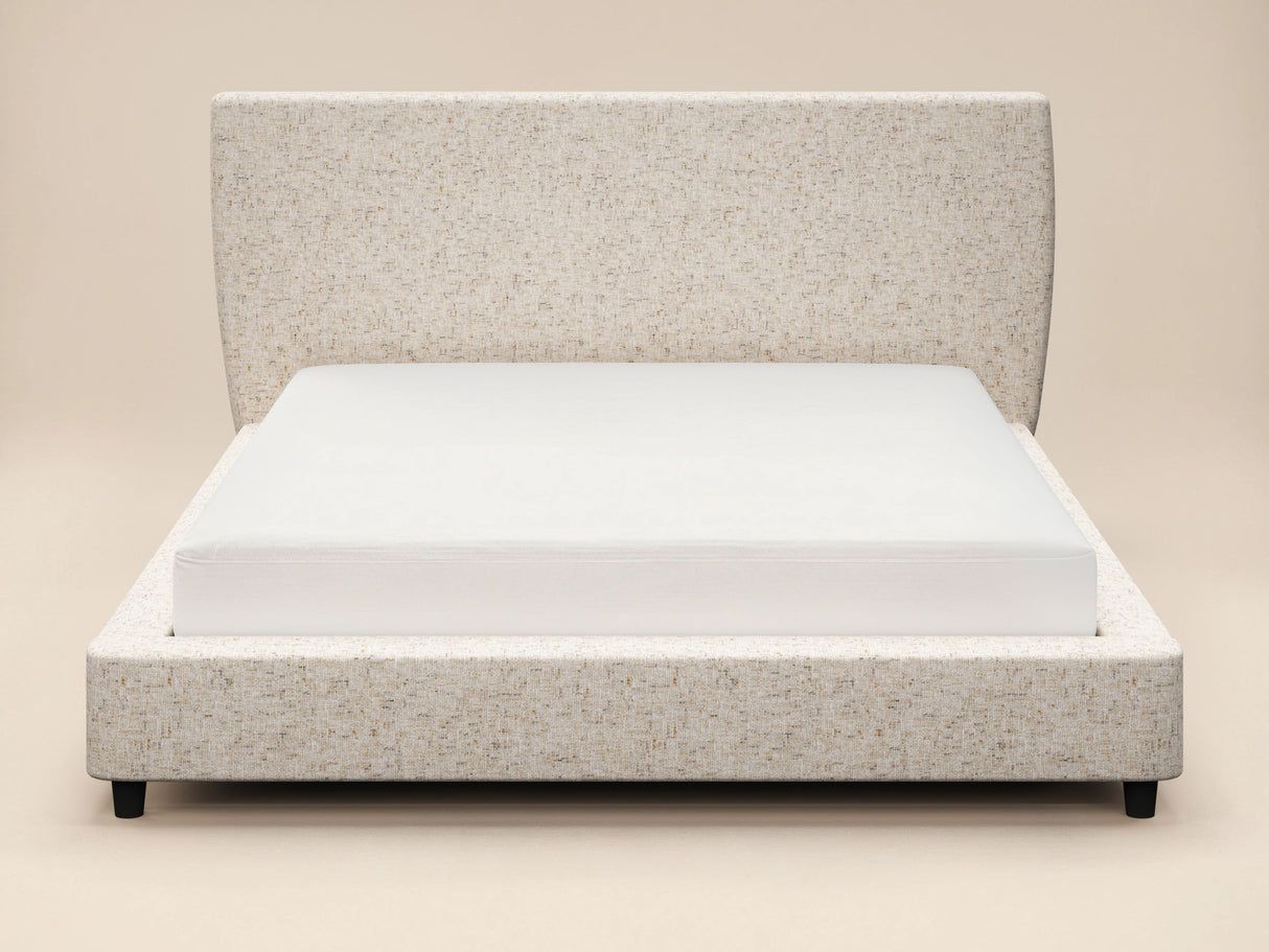 SOLACE+CO Luciana Upholstered Platform Bed Frame Cream Chenille Kingsize