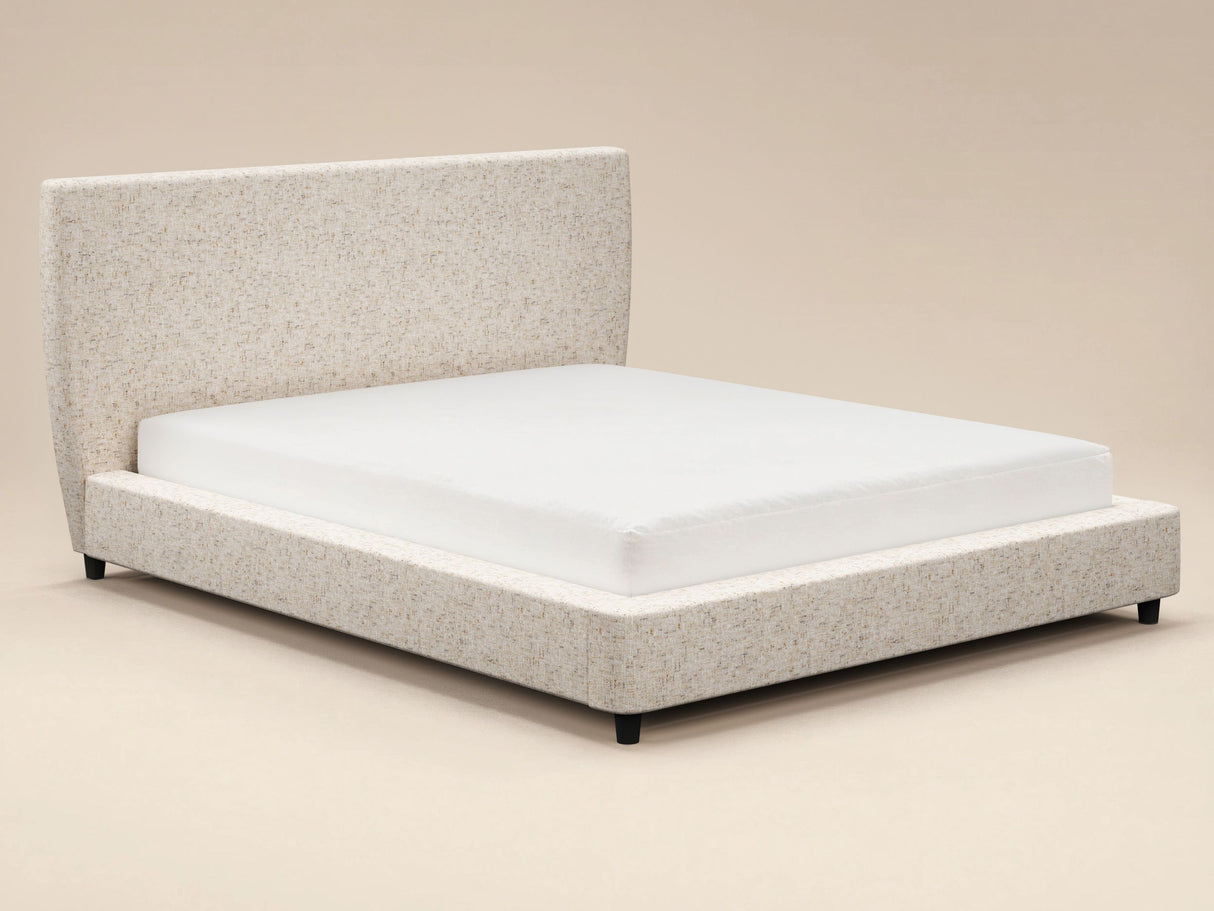 SOLACE+CO Luciana Upholstered Platform Bed Frame Cream Chenille Double