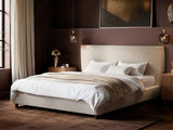 SOLACE+CO Luciana Upholstered Platform Bed Frame Cream Chenille Kingsize