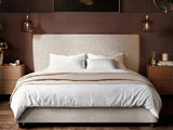 SOLACE+CO Luciana Upholstered Platform Bed Frame Cream Chenille Double