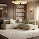 SOLACE+CO Luna Large Corner 5 Seater Sofa Cream Chenille