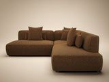 SOLACE+CO Luna Large Corner 5 Seater Sofa Brown Chenille