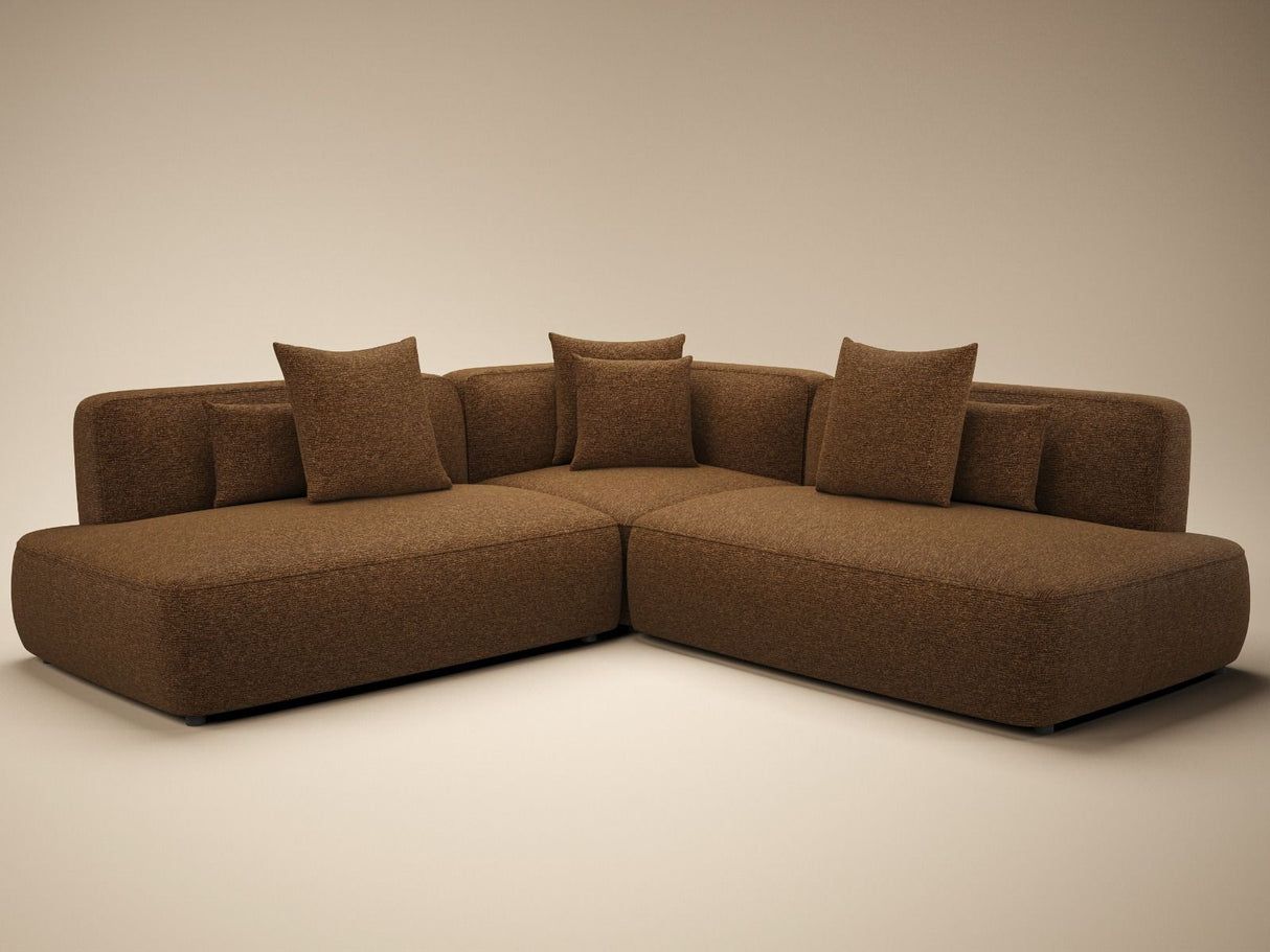 SOLACE+CO Luna Large Corner 5 Seater Sofa Brown Chenille