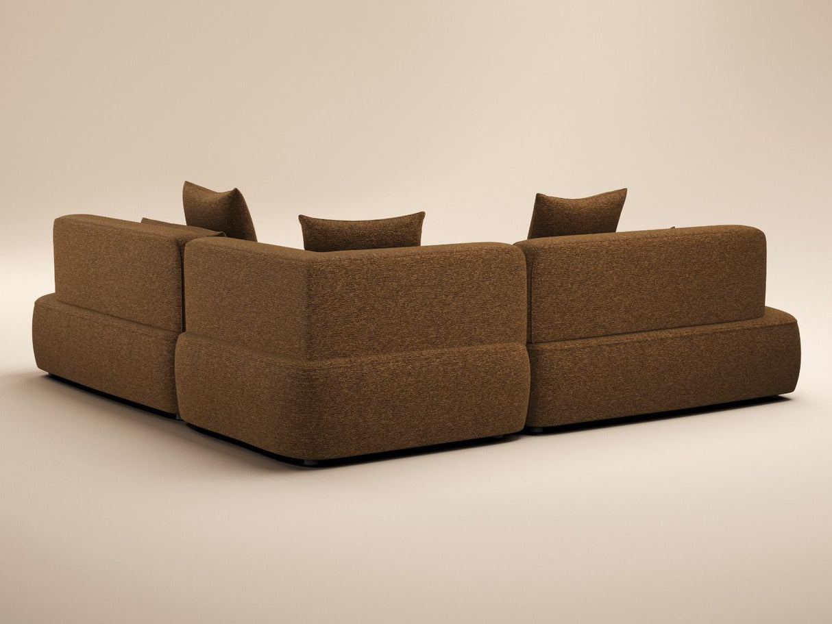 SOLACE+CO Luna Large Corner 5 Seater Sofa Brown Chenille