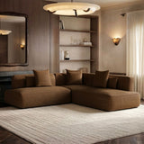 SOLACE+CO Luna Large Corner 5 Seater Sofa Brown Chenille