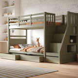 Flair Lunar Staircase Bunk Bed with Storage Olive