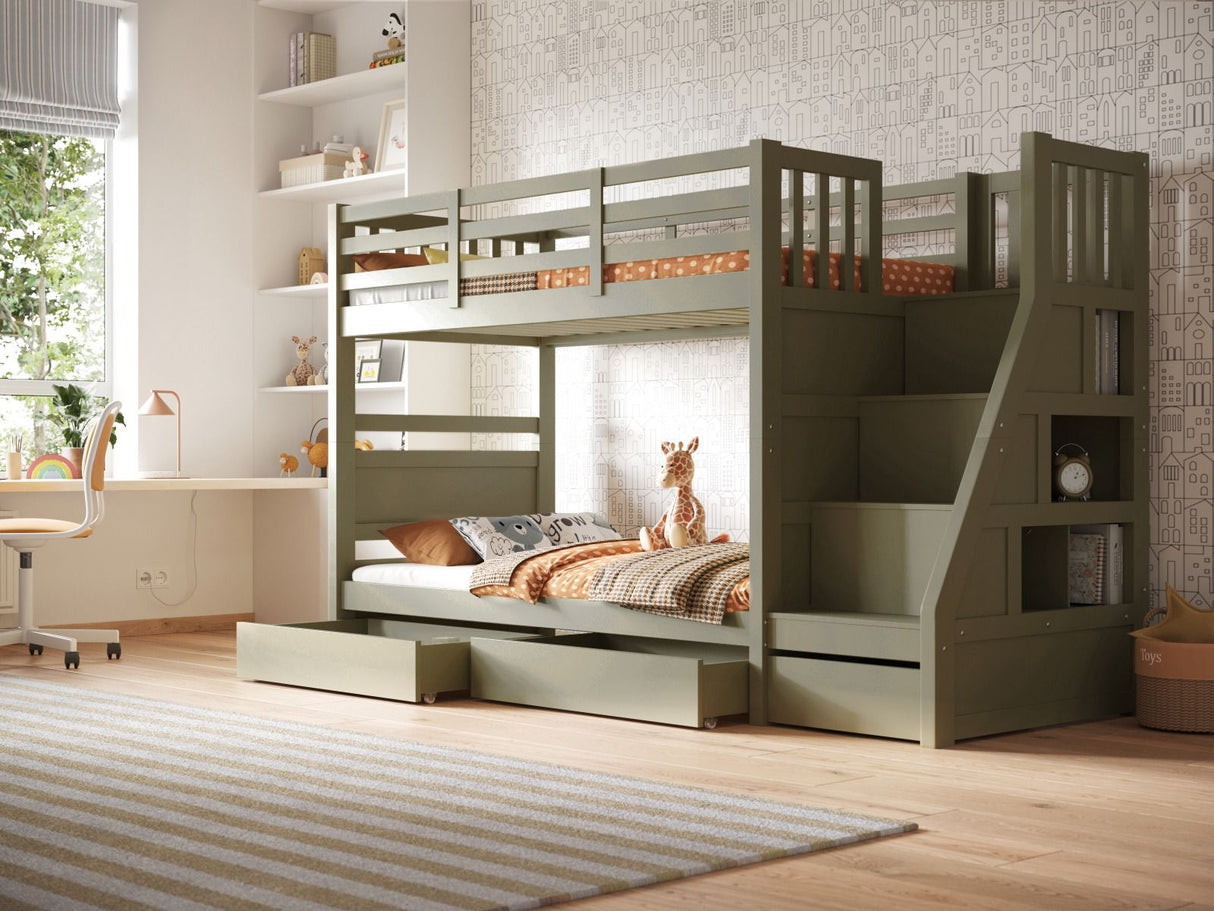 Flair Lunar Staircase Bunk Bed with Storage Olive
