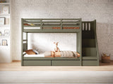 Flair Lunar Staircase Bunk Bed with Storage Olive