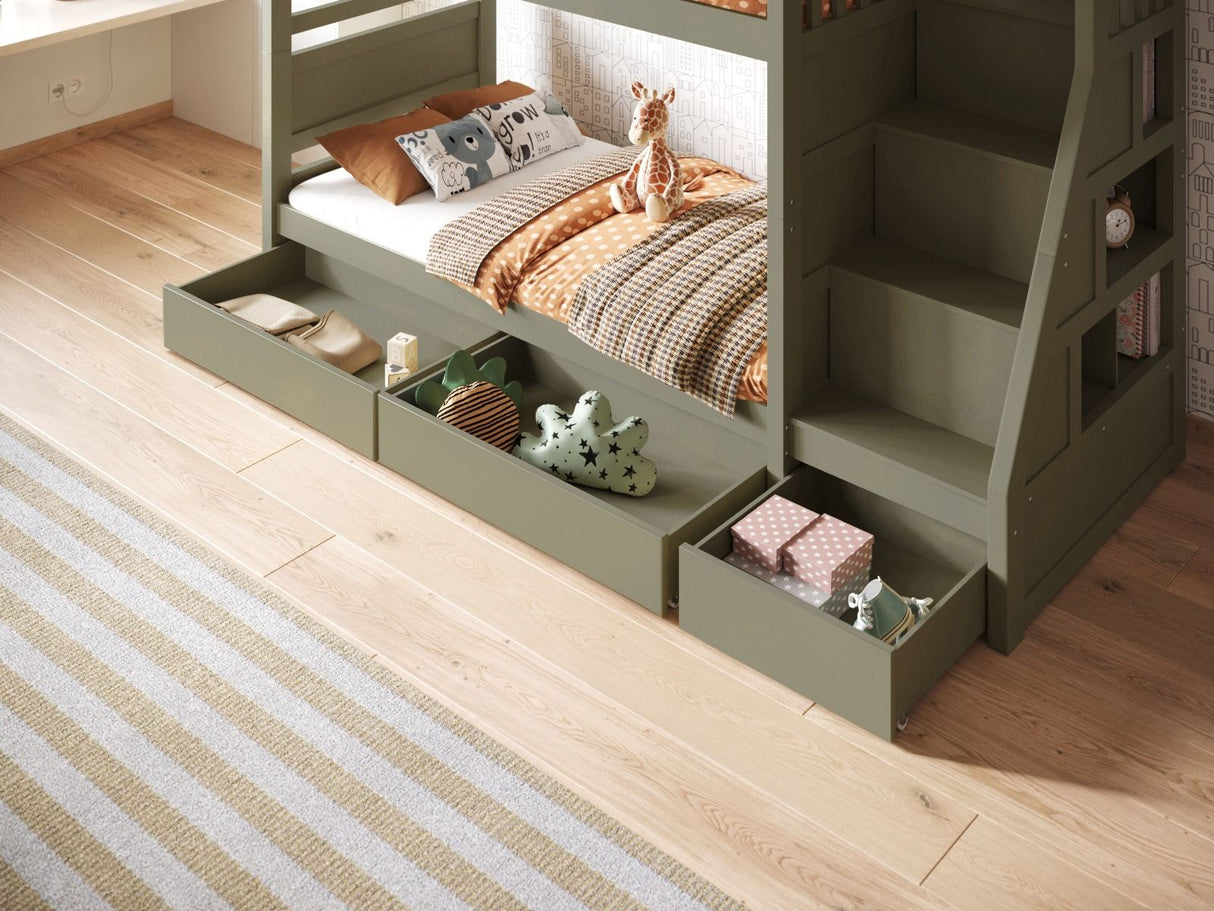 Flair Lunar Staircase Bunk Bed with Storage Olive