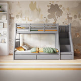 Flair Lunar Triple Staircase Bunk Bed with Storage Grey