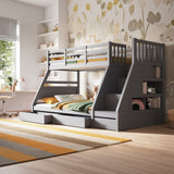Flair Lunar Triple Staircase Bunk Bed with Storage Grey