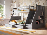 Flair Lunar Triple Staircase Bunk Bed with Storage Grey