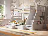 Flair Lunar Triple Staircase Bunk Bed with Storage White