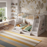Flair Lunar Triple Staircase Bunk Bed with Storage White