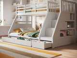 Flair Lunar Triple Staircase Bunk Bed with Storage White