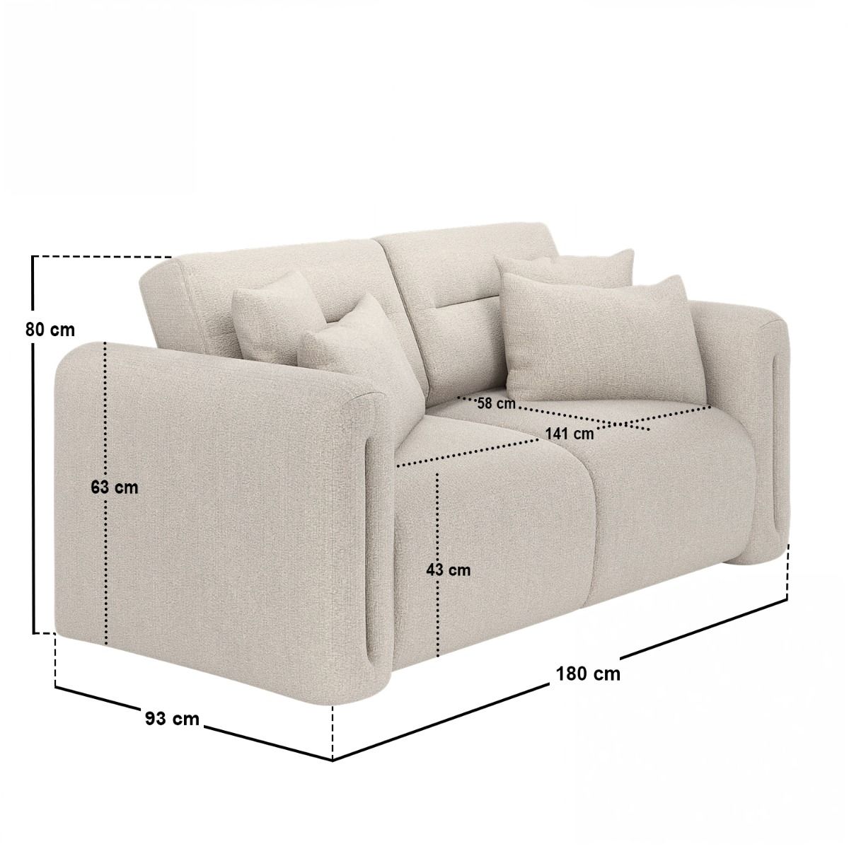 SOLACE+CO Mabel 2 Seater Sofa Beige Chenille