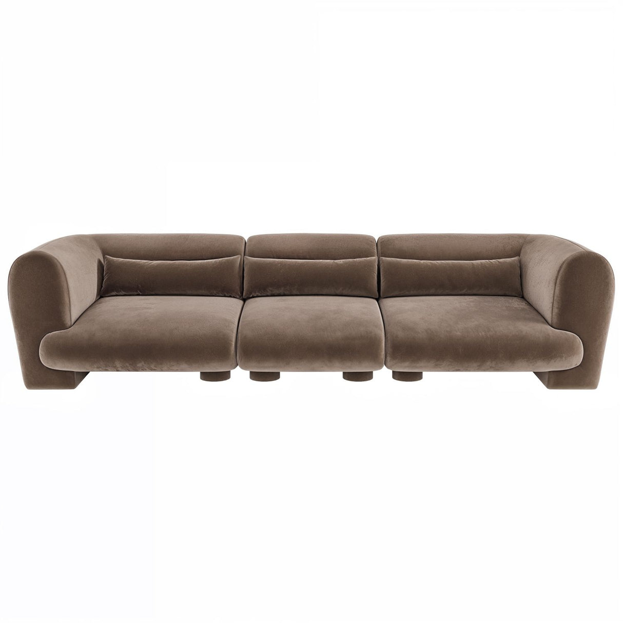 SOLACE+CO Maddox 4 Seater Chocolate Velvet Sofa