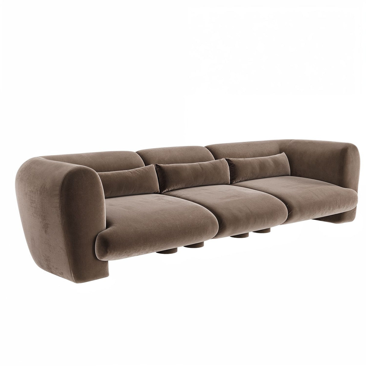 SOLACE+CO Maddox 4 Seater Chocolate Velvet Sofa
