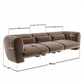 SOLACE+CO Maddox 4 Seater Chocolate Velvet Sofa