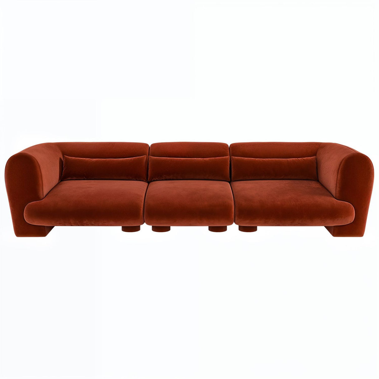 SOLACE+CO Maddox 4 Seater Orange Velvet Sofa