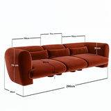 SOLACE+CO Maddox 4 Seater Orange Velvet Sofa